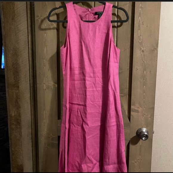 Ralph Lauren linen A line dress bright pink color, size 4 - Picture 2 of 7